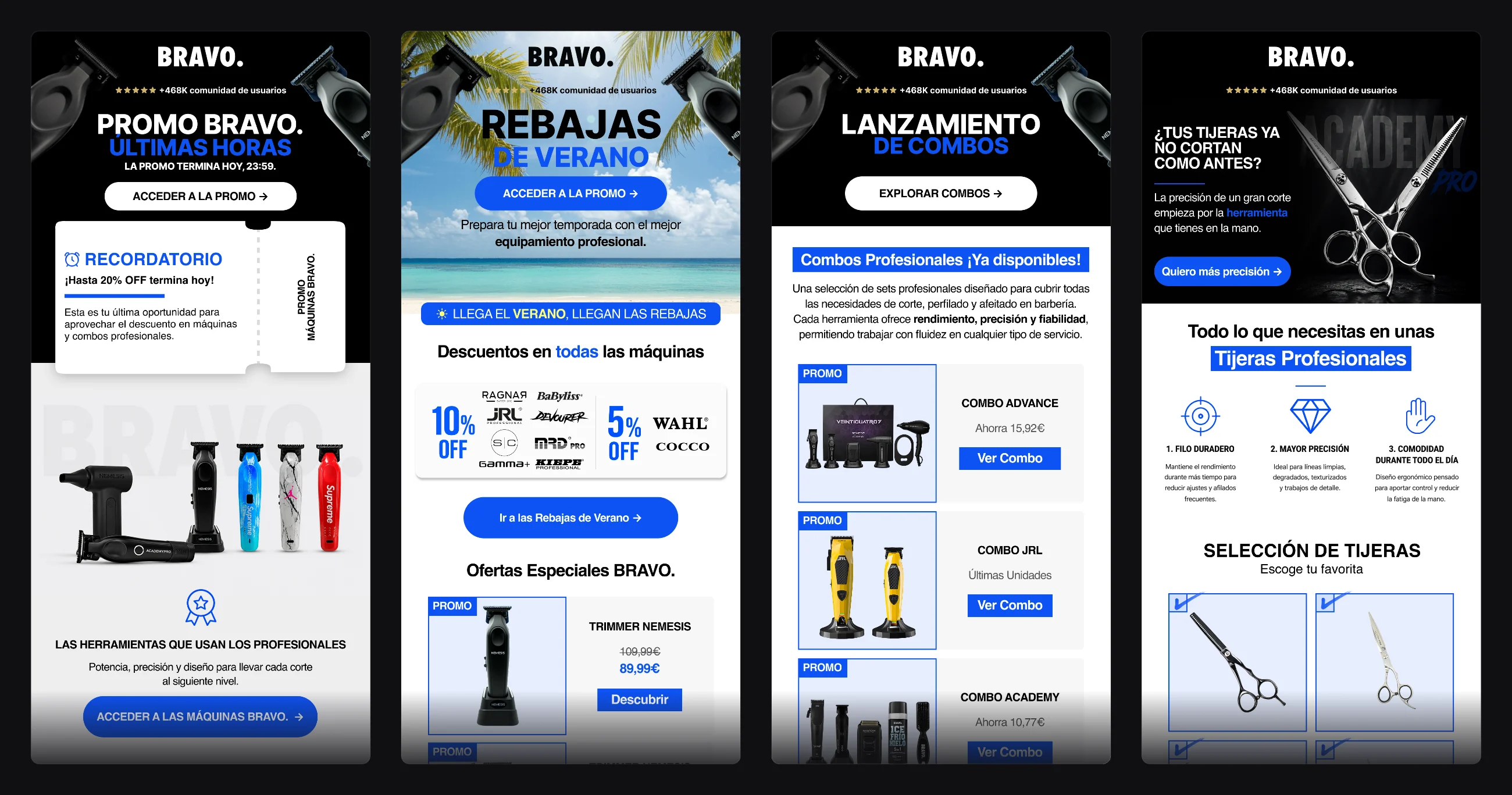Campañas de email de Bravo diseñadas por Kora
